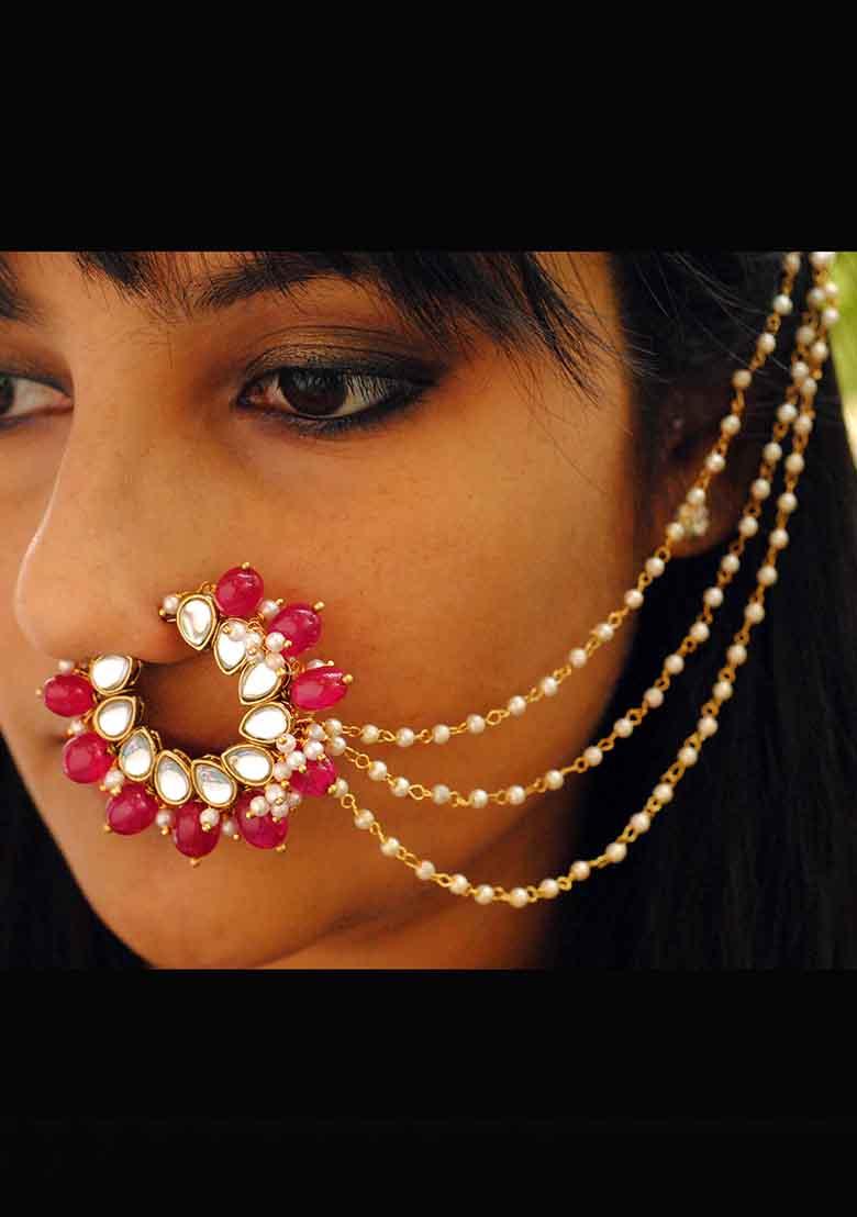 Red Maharani Mixed Alloy Nath