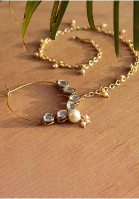 White Gleaming Glory Mixed Alloy Nath - Indya