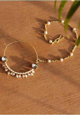 Gold Kundan Mixed Alloy Nath