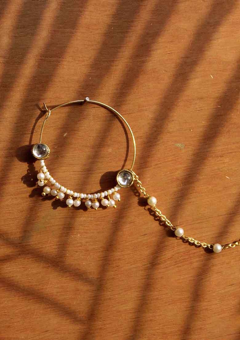 Gold Kundan Mixed Alloy Nath