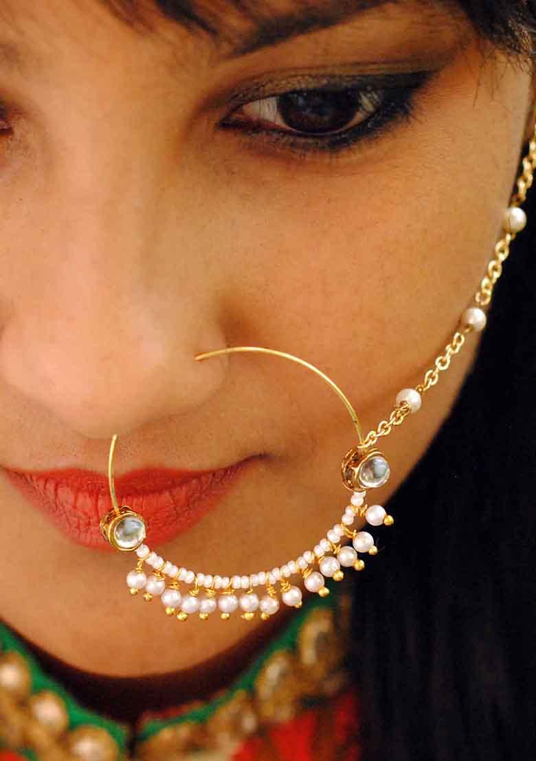 Gold Kundan Mixed Alloy Nath