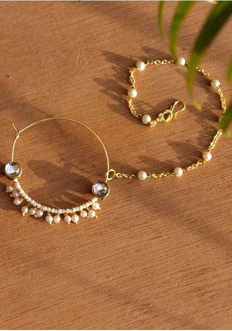 Gold Kundan Mixed Alloy Nath