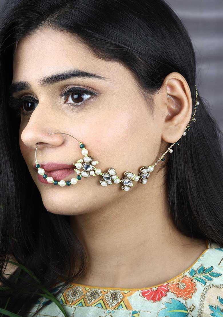 Multicolor Kundan Mixed Alloy Nath