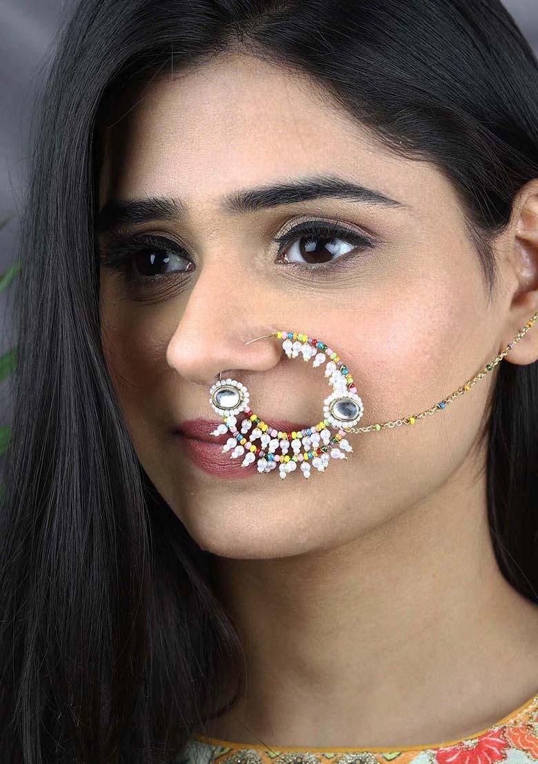 Multicolor Kundan Mixed Alloy Nath