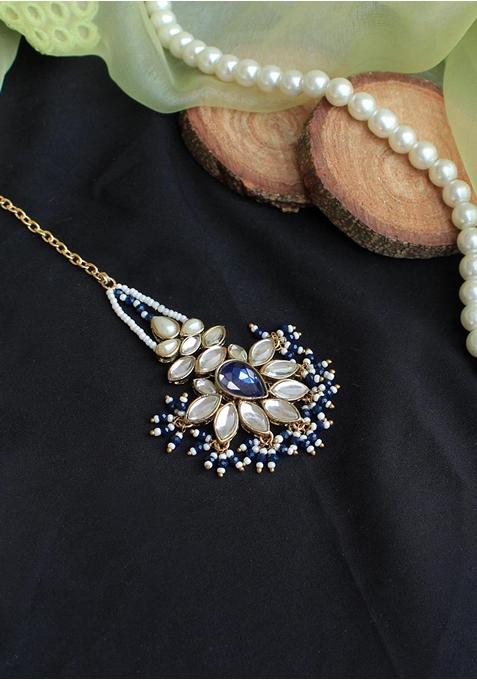 Blue Flower Mixed Alloy Maangtikka