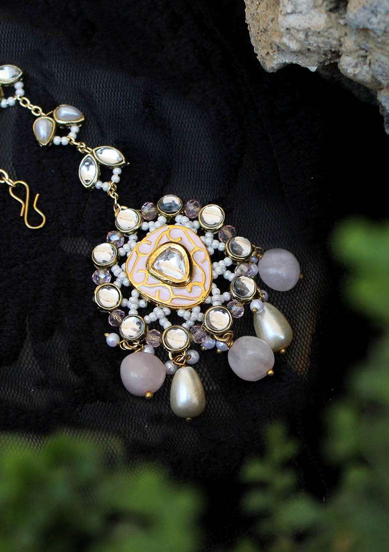Pink Wink Mixed Alloy Maangtikka - Indya