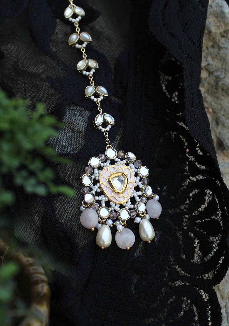 Pink Wink Mixed Alloy Maangtikka - Indya