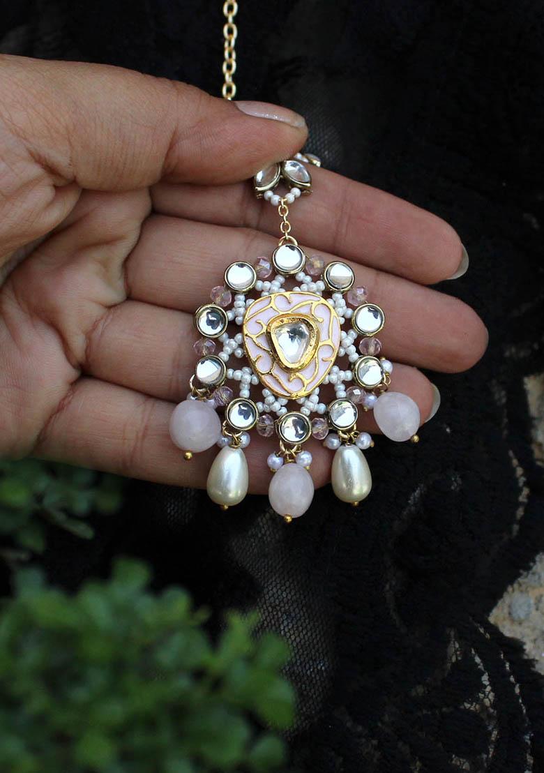 Pink Wink Mixed Alloy Maangtikka