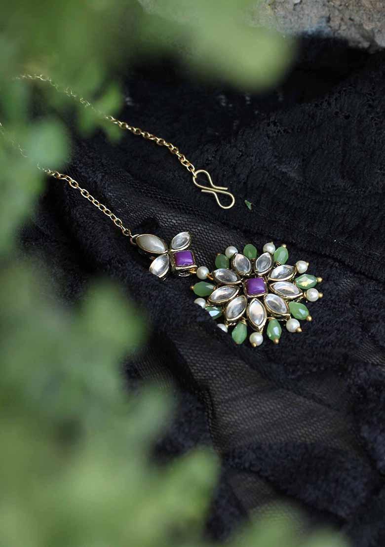 Green Pearl Mixed Alloy Maangtikka