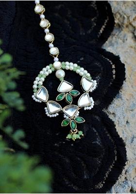 Green Geometric Mixed Alloy Maangtikka - Indya