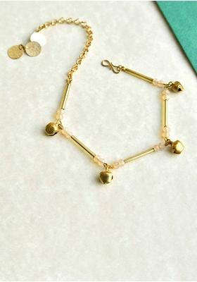 Gold Glass Tube Mixed Alloy Anklets