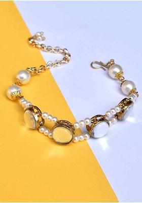 Gold Pearl Bar Mixed Alloy Anklets