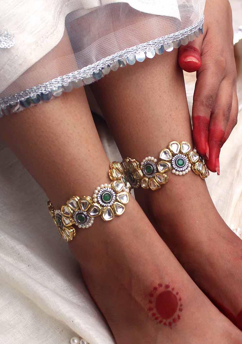 Green Symmetry Stride Mixed Alloy Anklets