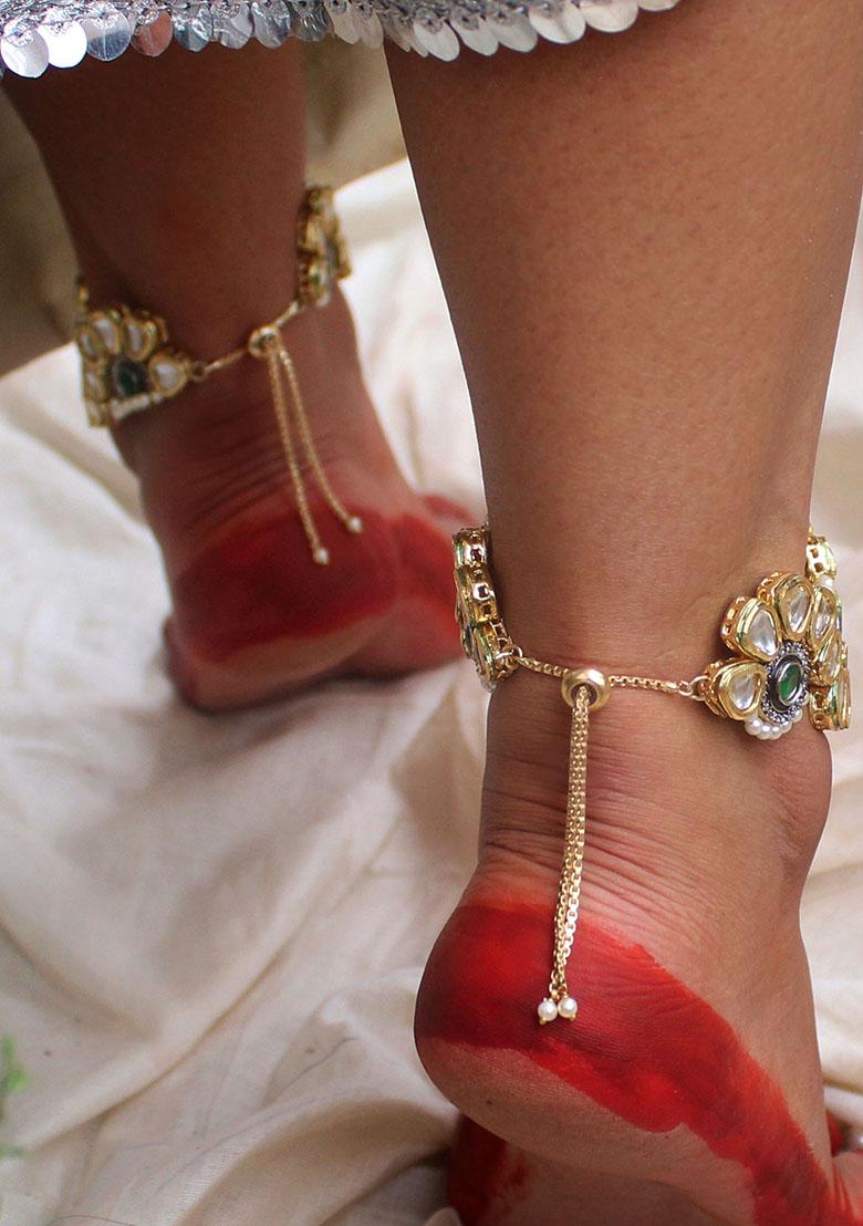 Green Symmetry Stride Mixed Alloy Anklets