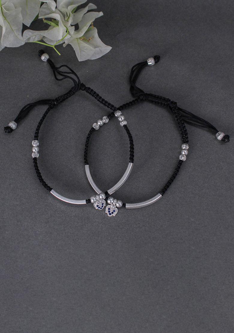 Silver Beaded Sterling Silver Anklets