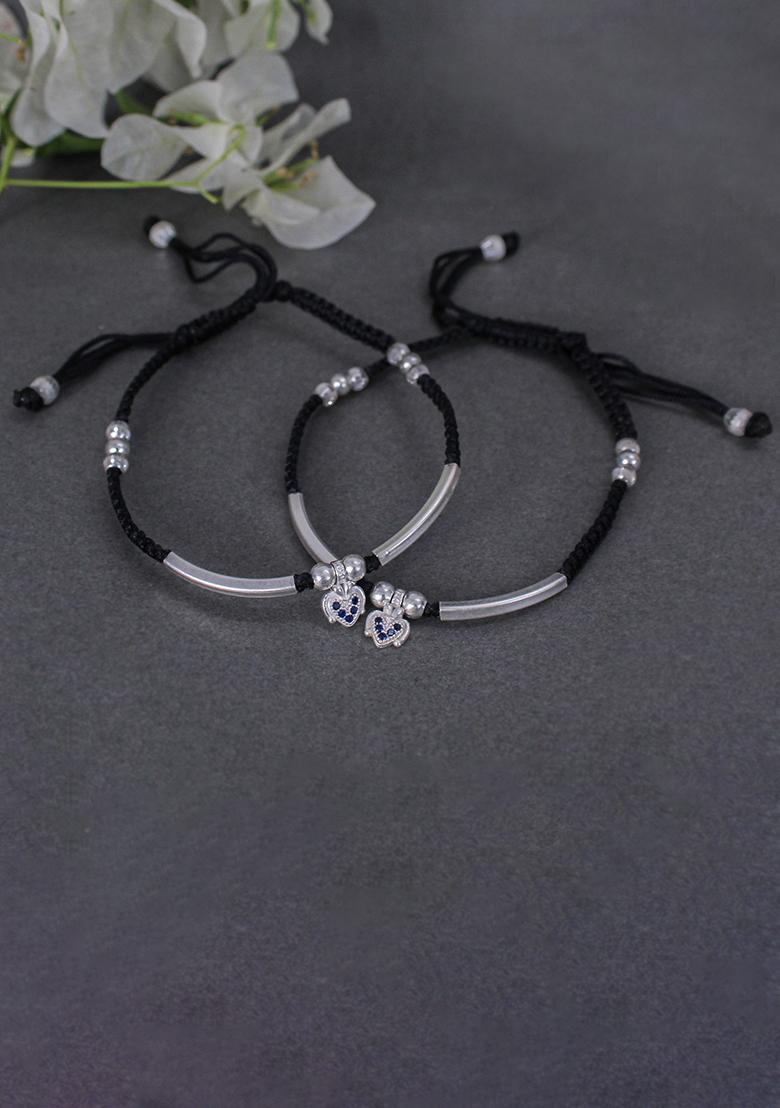 Silver Beaded Sterling Silver Anklets
