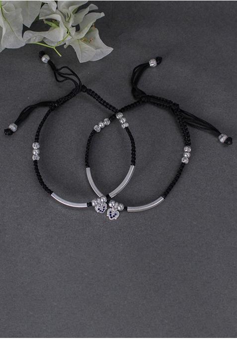 Silver Beaded Sterling Silver Anklets