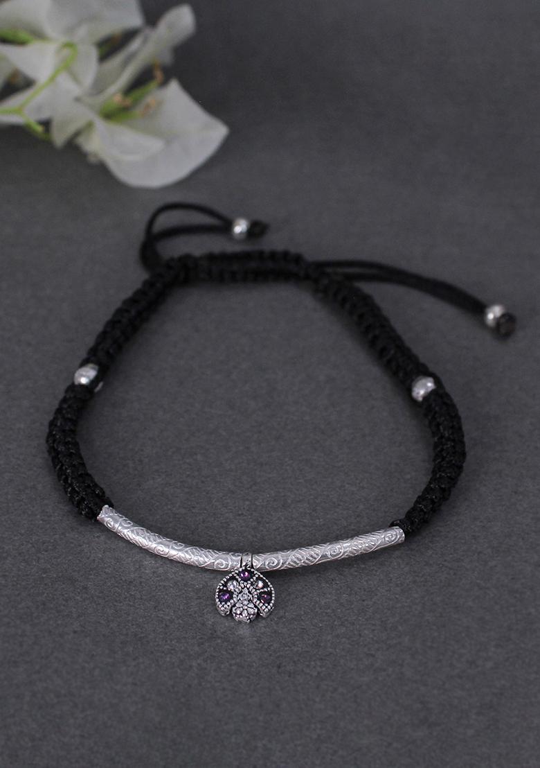 Silver Sapphire Accents Sterling Silver Anklets