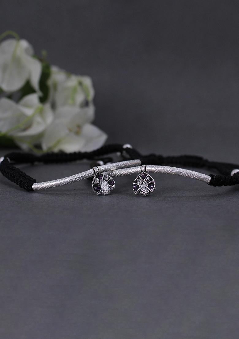 Silver Sapphire Accents Sterling Silver Anklets
