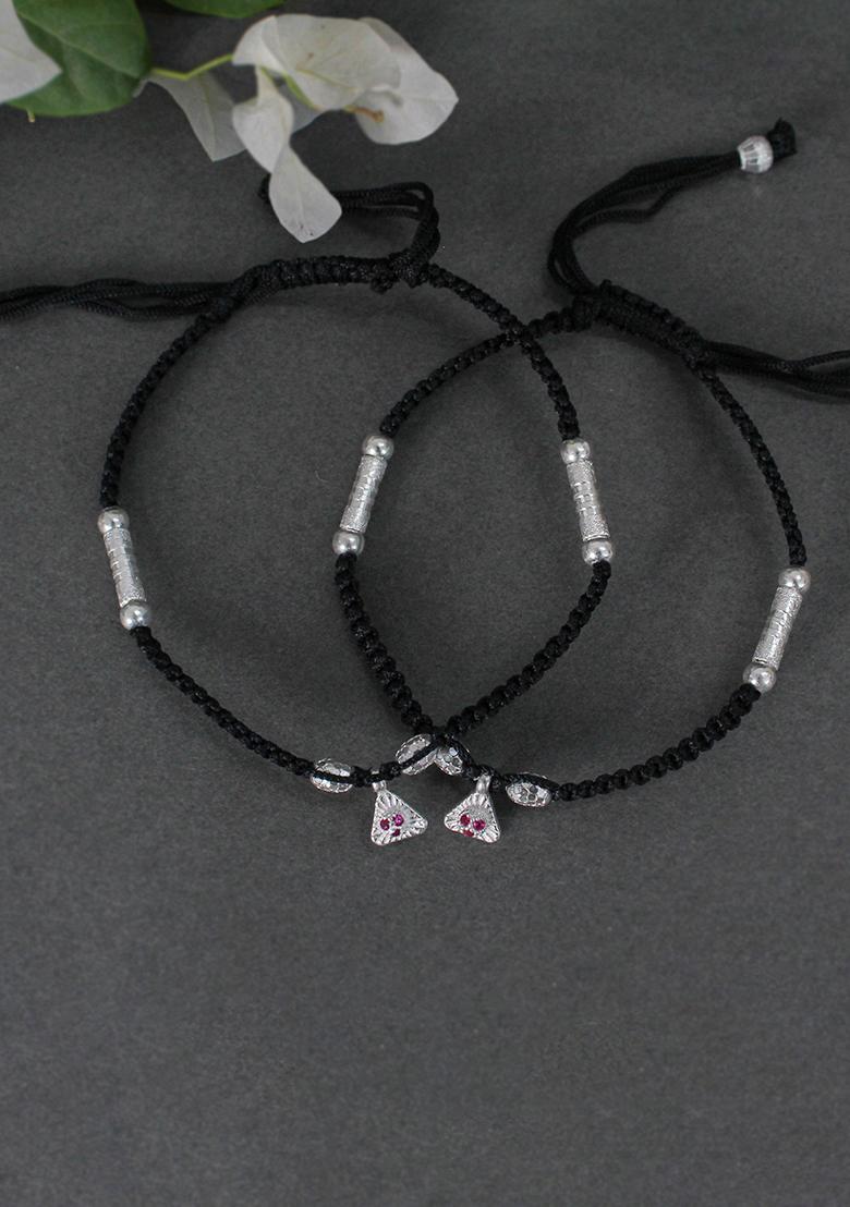 Silver Beaded Sterling Silver Anklets