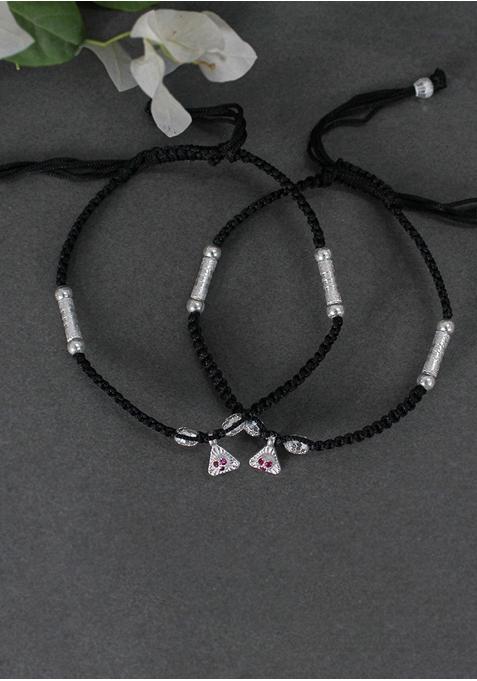 Silver Beaded Sterling Silver Anklets