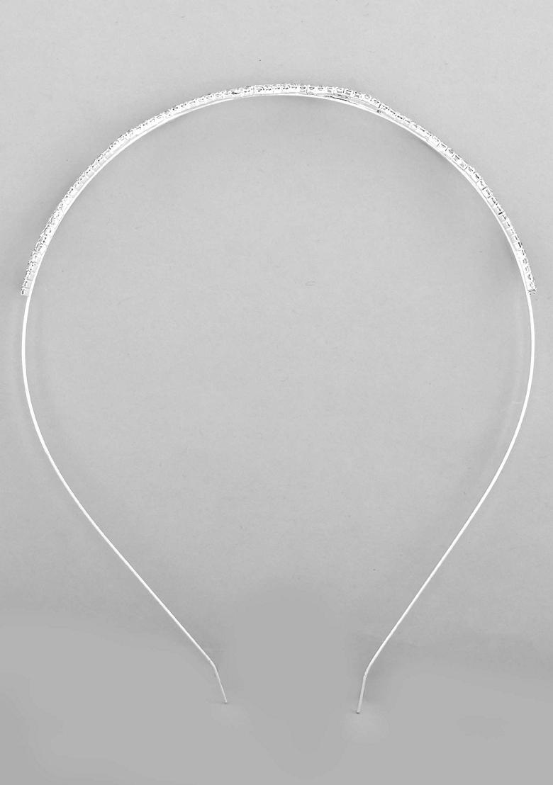 Silver Plated Ad Studded Wave Shaped Hairband