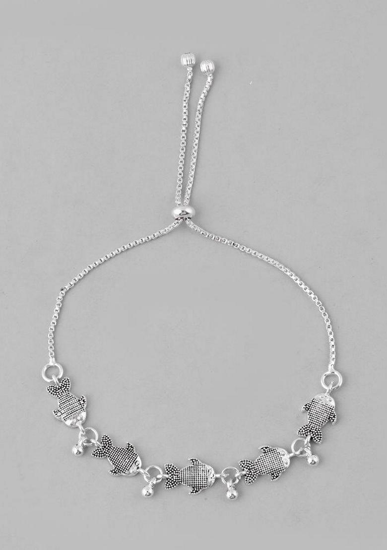 Silver Traditional Fish Shapped Designer Anklet (Set Of 2)