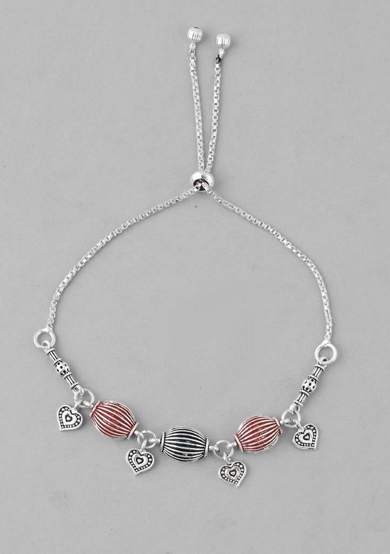 Silver Traditional Done Shapped Designer Anklet (Set Of 2)