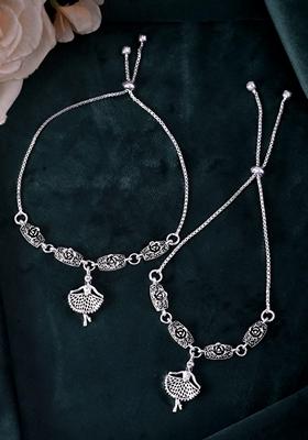 Silver Plated Dancing Girl Anklet (Set Of 2)