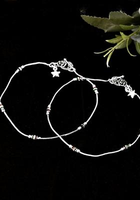 Silver Plated Elegent Anklet (Set Of 2)