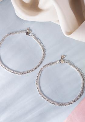 Silver Plated Stone Studded Stylish Elegent Anklet