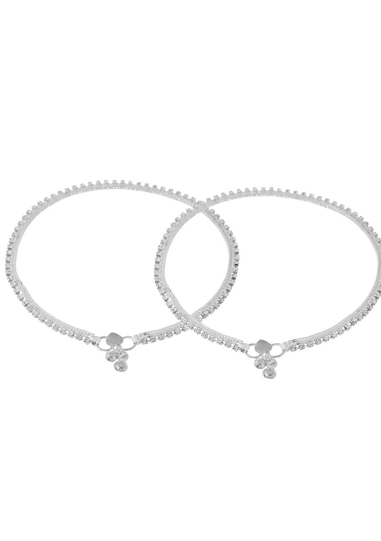 Silver Plated Stone Studded Stylish Elegent Anklet