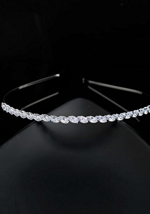 Silver Plated Ad Studded Hairband