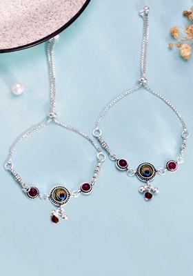 Silver Plated Peacock Anklet (Set Of 2 )