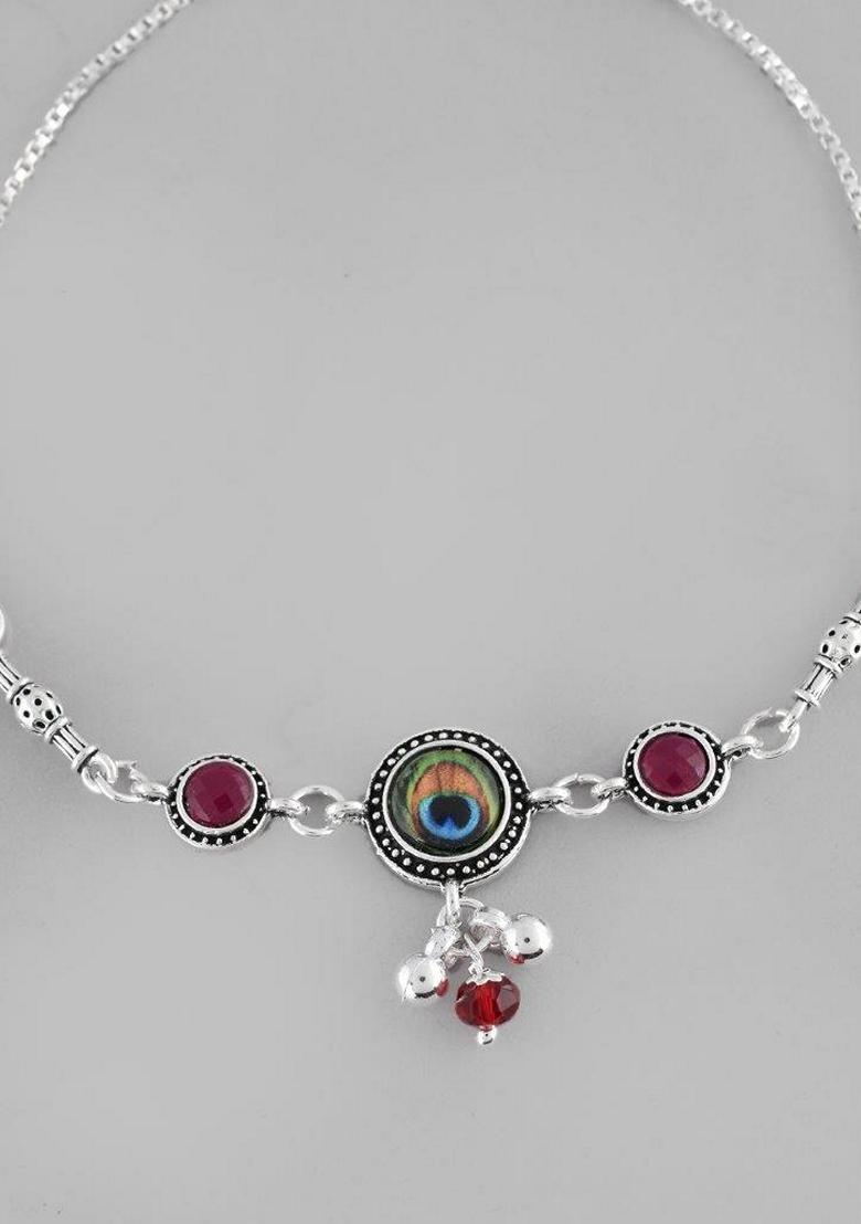 Silver Plated Peacock Anklet (Set Of 2 )