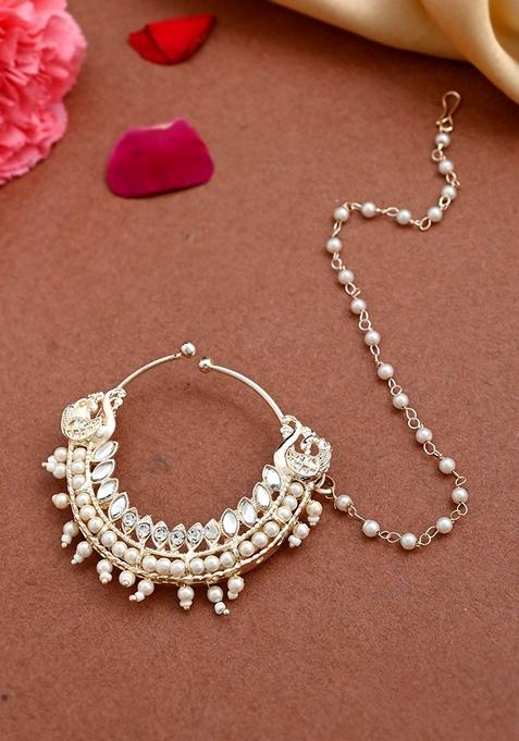 Gold Plated With Pearl Indian Nose Pin