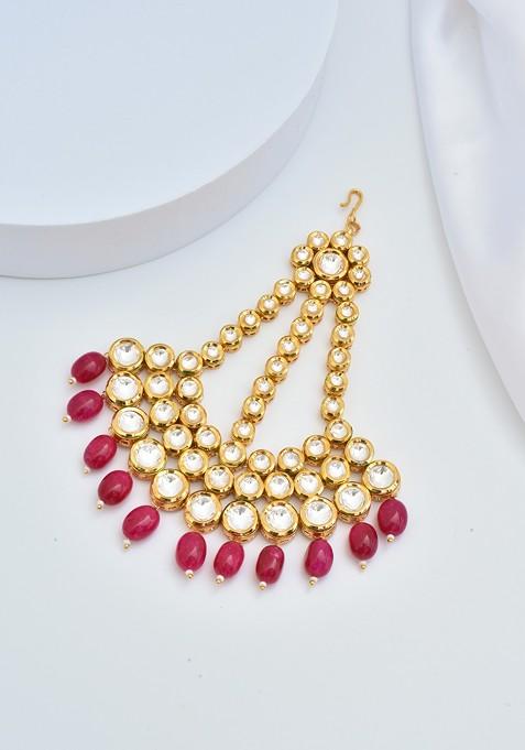 Red Gold Tone Kundan Passa