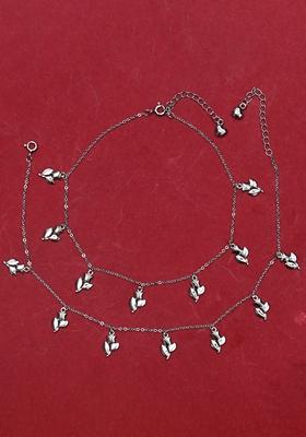 925 Pure Silver Multiple Charm Anklets (Set of 2)