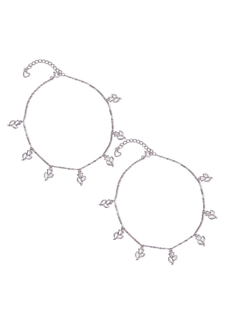 925 Pure Silver Multiple Charm Anklets (Set of 2)