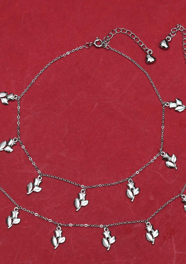 925 Pure Silver Multiple Charm Anklets (Set of 2)