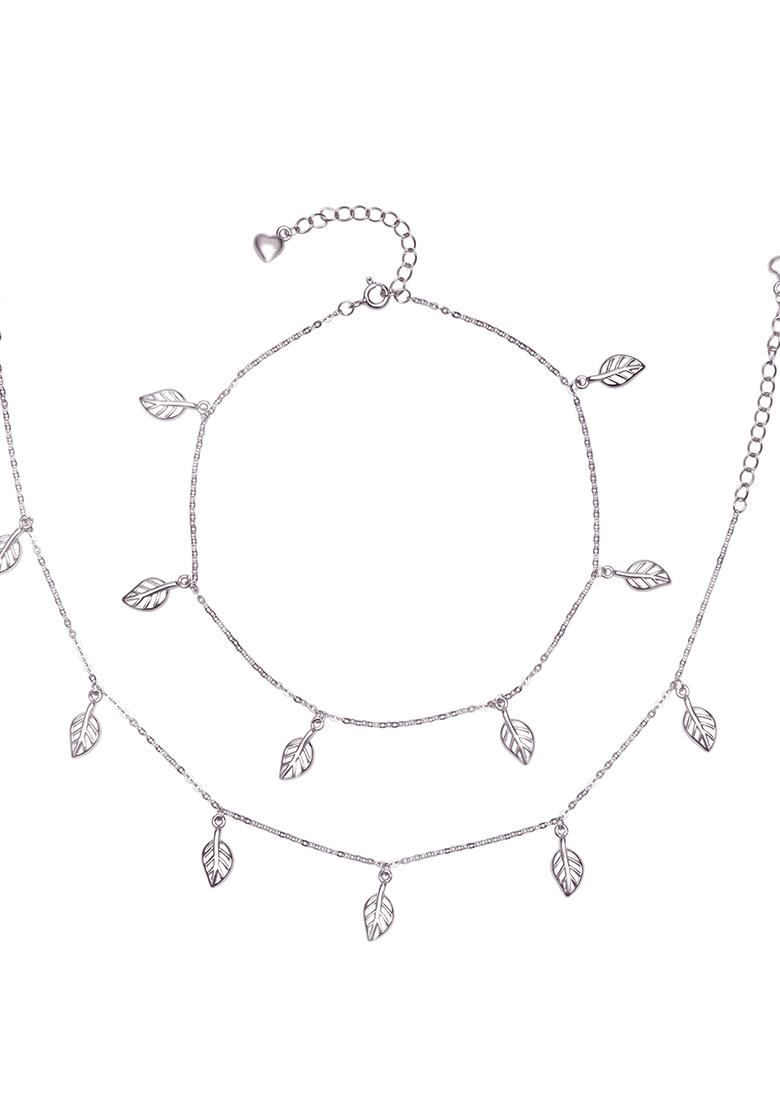 925 Pure Silver Multiple Charm Anklets (Set of 2)