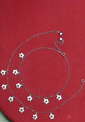 925 Pure Silver Multiple Charm Anklets (Set of 2)