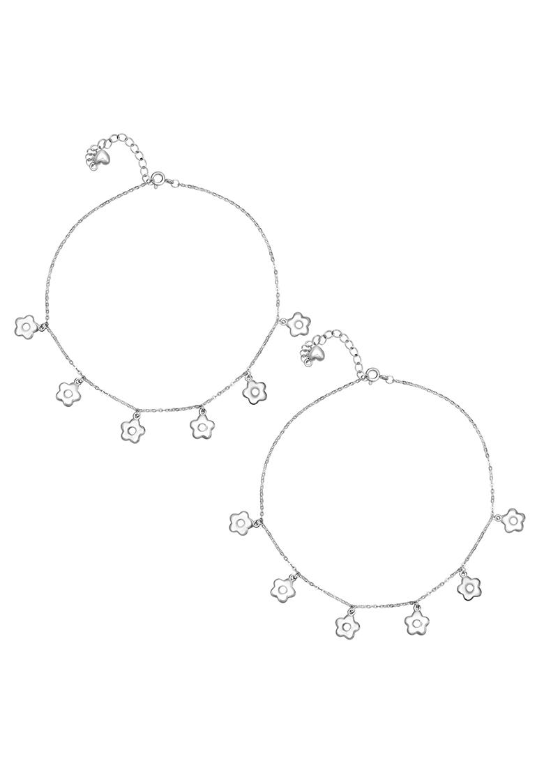 925 Pure Silver Multiple Charm Anklets (Set of 2)