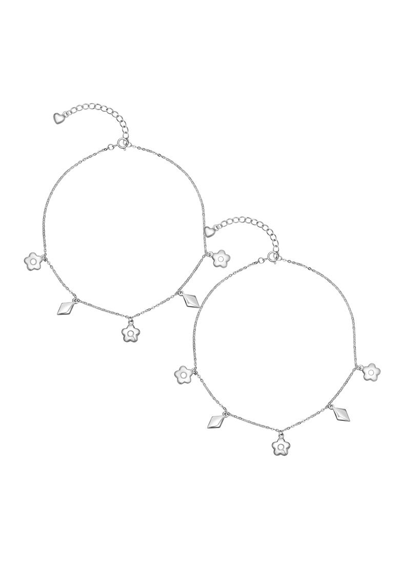 925 Pure Silver Multiple Charm Anklets (Set of 2)
