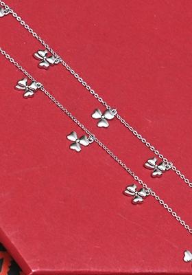 925 Pure Silver Multiple Charm Anklets (Set of 2)