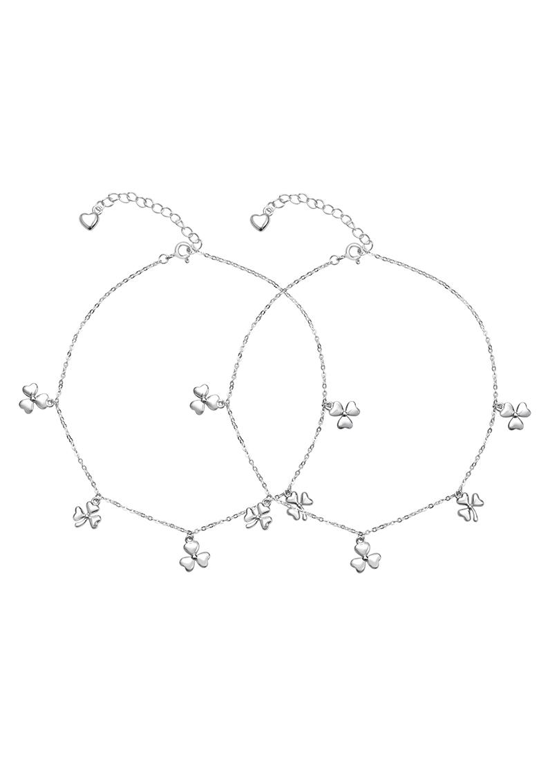 925 Pure Silver Multiple Charm Anklets (Set of 2)