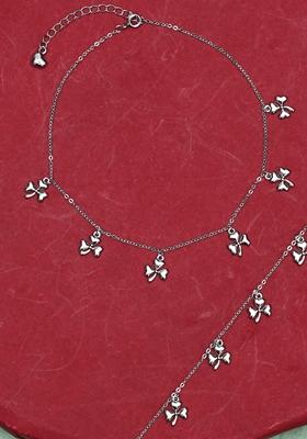 925 Pure Silver Multiple Charm Anklets (Set of 2)