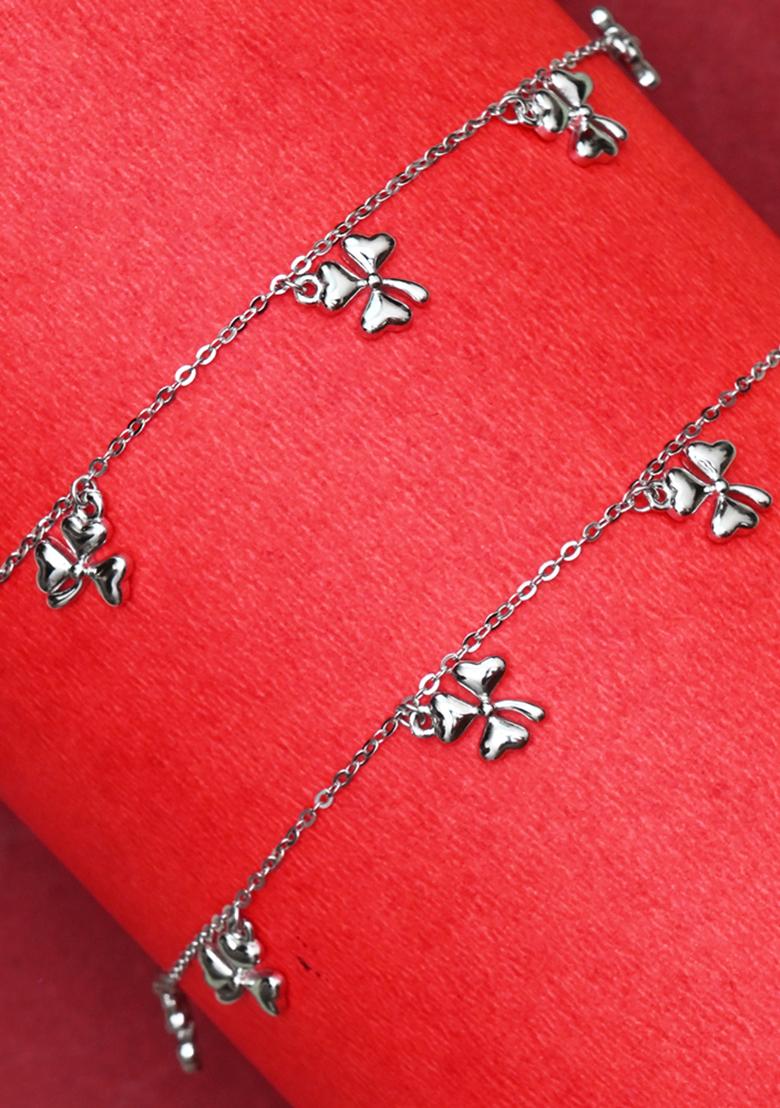 925 Pure Silver Multiple Charm Anklets (Set of 2)