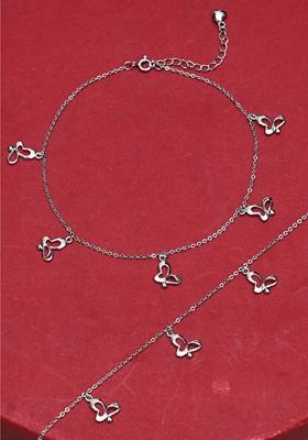 925 Pure Silver Multiple Charm Anklets (Set of 2)