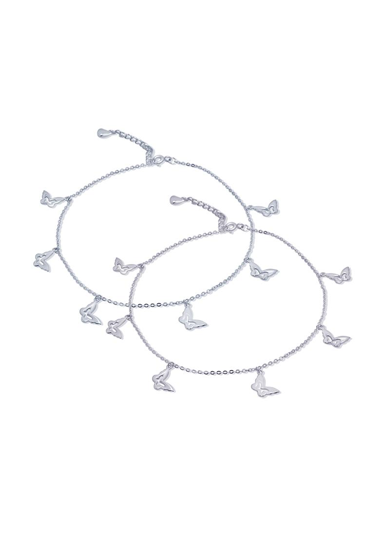 925 Pure Silver Multiple Charm Anklets (Set of 2)